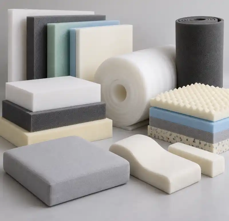 Flexible polyurethane foam slabs in several densities and colours