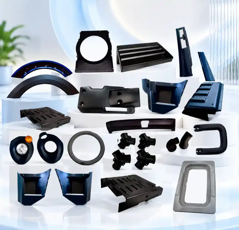 The range of moulded FRP automotive and bus body parts